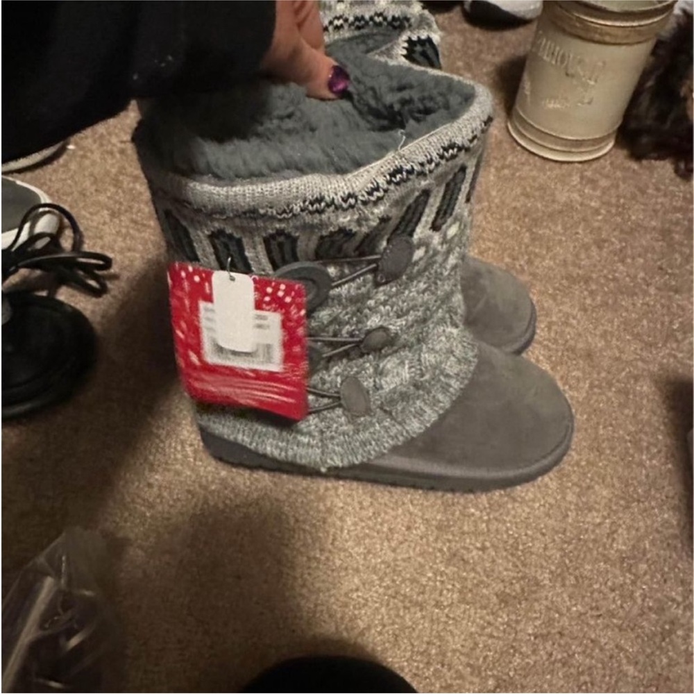 Muk Luks Charcoal Knit Winter Boots